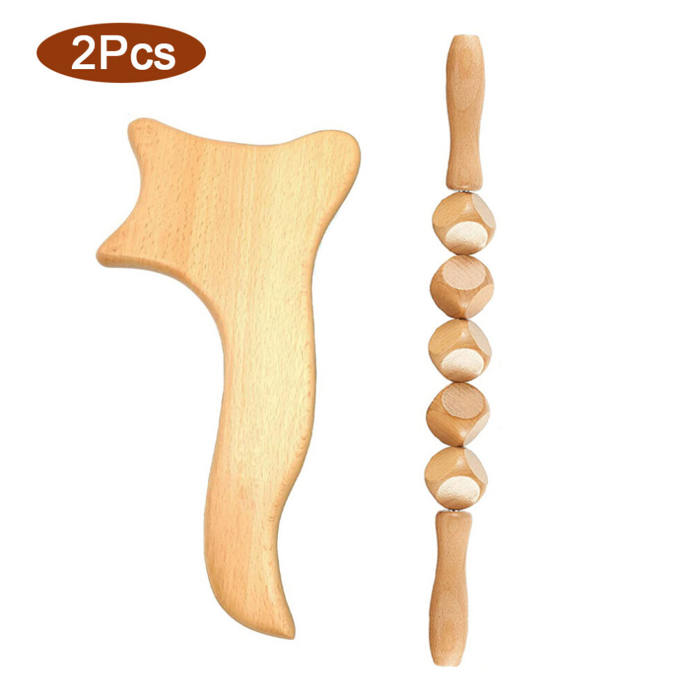 Photos - Massager  Deluxe Wooden Massage Roller Stick Wood Guasha Board Swedish Cup Professional Maderoterapia Kit Body Shaping(a-Set B-2Pcs)