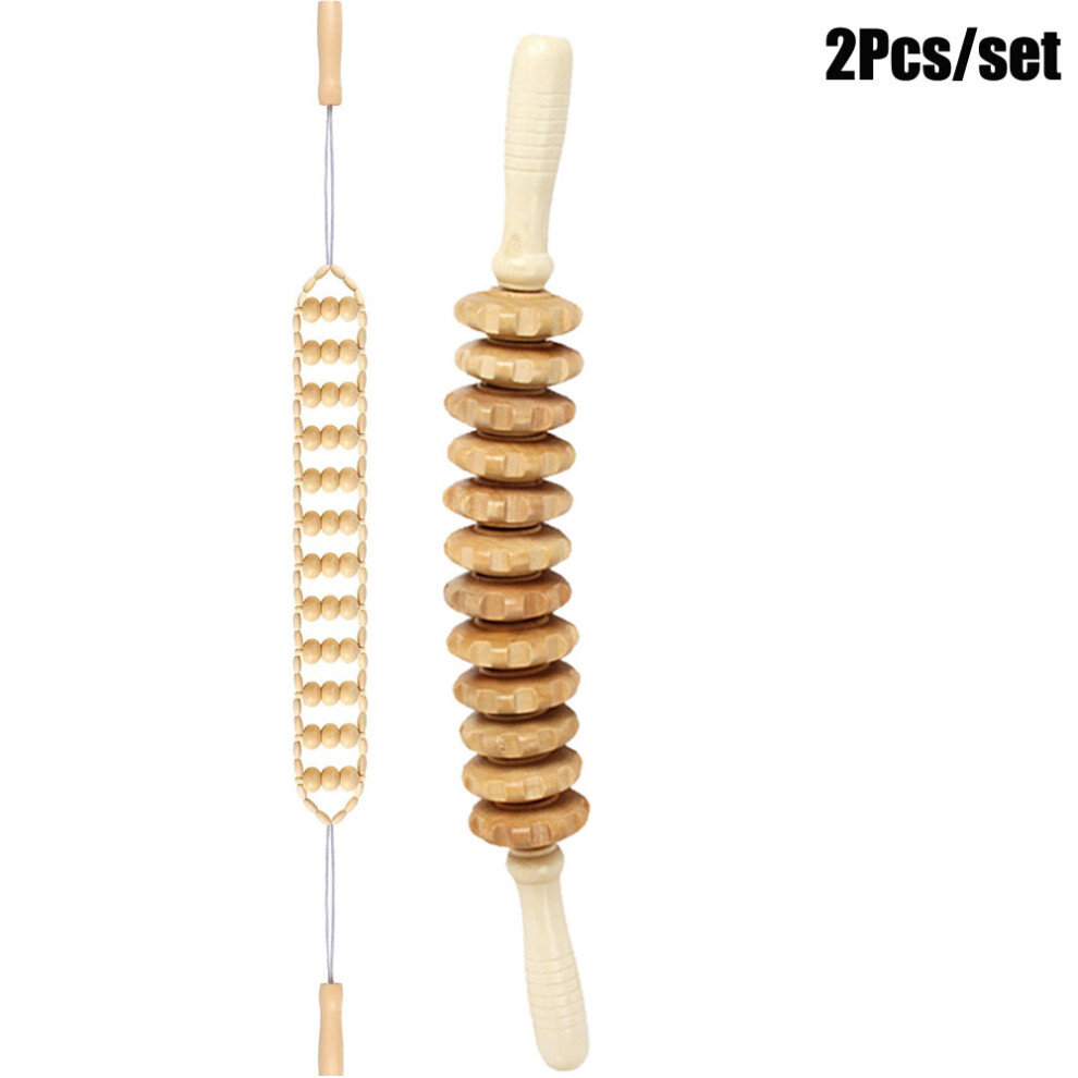 Dechoicelife Orange (A-) Wood Therapy Massage Tools Body Sculpting Tools For Body Shaping Wooden Massage Roller Stick Wood Back Massager Roller Rope