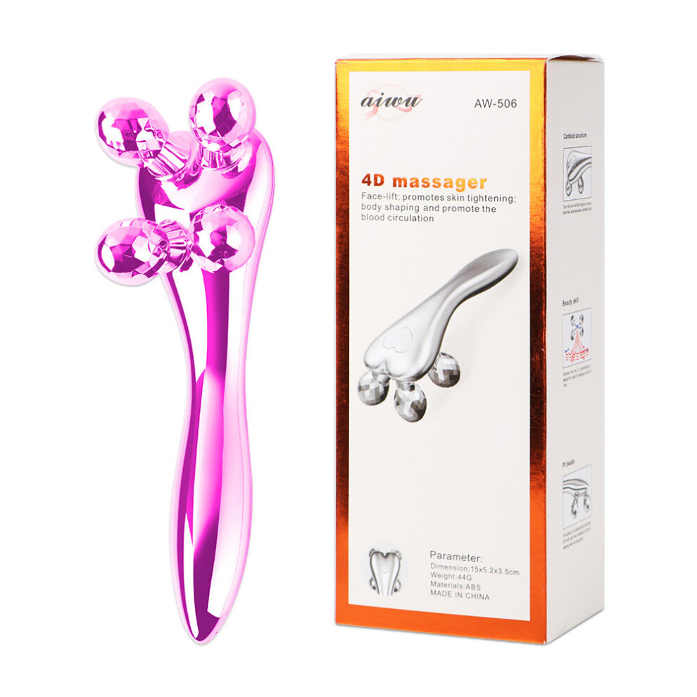 Dechoicelife Purple (A-A With Box-) Face Massager Eye Massage Face-Lifting Instrument 3D Manual Roller Face Lifting Shape Face 4 Rounds Shaping Body Face Massage
