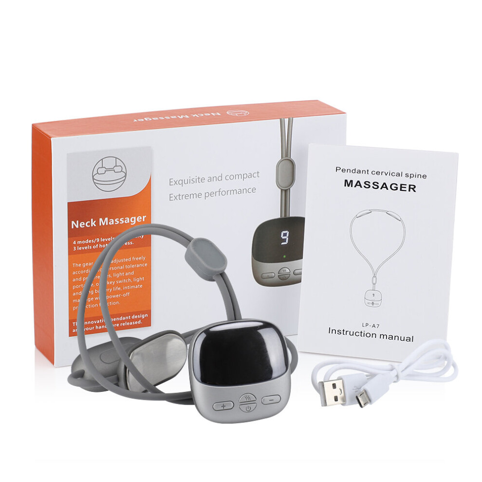 Dechoicelife Gray (A-) Ems Tens Cervical Massager Back And Neck Massager Pulse 3D Heating Shoulder Massage Tools Pain Relief Stimulation Deep Relax