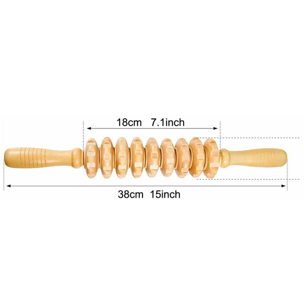 Dechoicelife (A-Style6) 12 Wheel Wood Therapy Roller Stick Massage Tool, Curved Designed Maderoterapia Colombiana Massager,Lymphatic Drainage