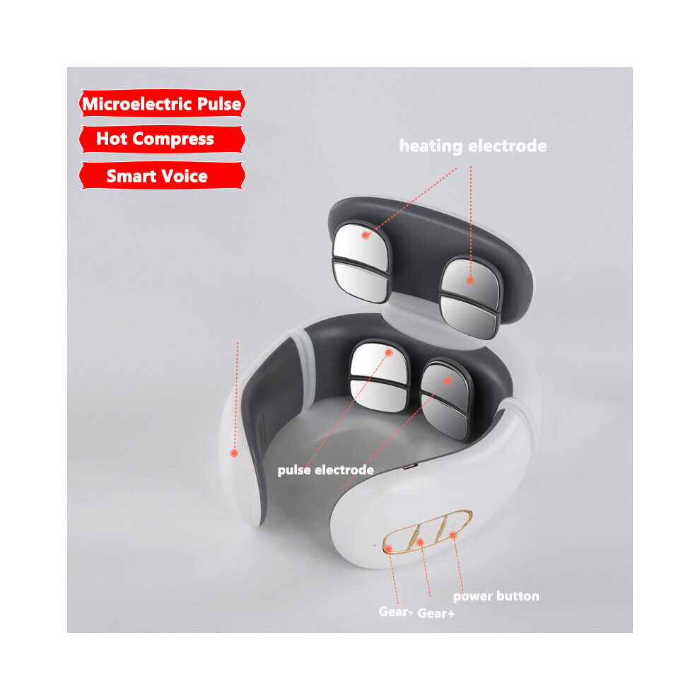 Dechoicelife (A-Type 3) Vibration Neck Masssger Smart Electric Device Hot Compress Magnetic Pulse Voice Cervical Massager Rechargeable Neck Massage