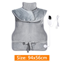 (a-Silver) Heating Shoulder Pad Soft Portable Neck Wrap Electric Blanket Timed Adjustable Heating Shoulder Protection Washable Pain Relief