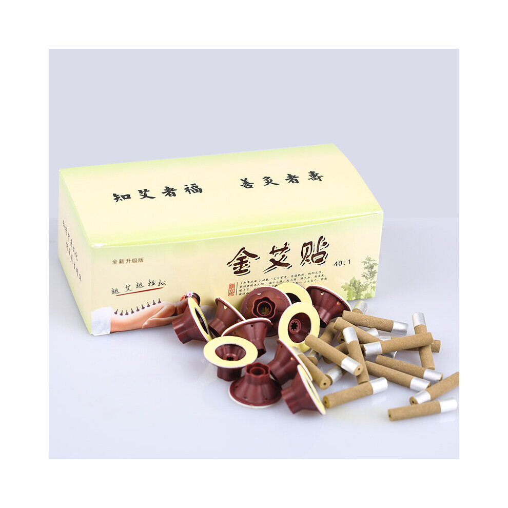 Dechoicelife 50Pcs Moxibustion Tube Paste Moxa Self-Stick Mugwort Candle Therapy Heating Acupunture Meridian Massage Warm Body Massager