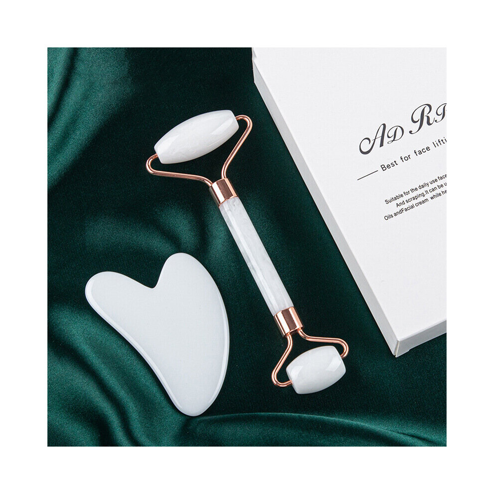 Dechoicelife (A-White Set) Guasha Massage Face Massager Neck Body Roller Gua Sha Scraper Face Lift Up Wrinkle Remover Roller Scrape Set Massage Visage