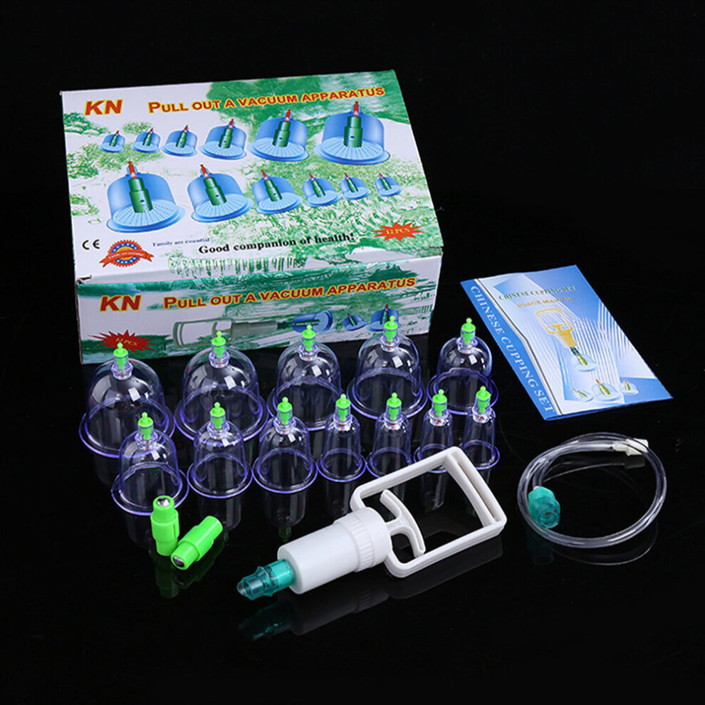 Dechoicelife (A-12 Cans) Household Cupping Therapy Set Vacuum Suction Cup 12 Cans Cupping Massage Cups Medical Therapy Cellulite Relaxation Health Care
