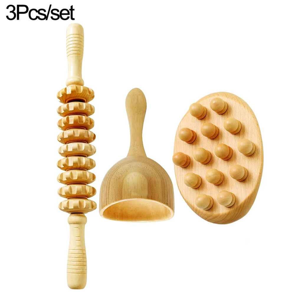 Dechoicelife (A-3Pcs) Gua Sha Tool Wooden Scraper Therapy Massage Tools Lymphatic Drainage Tool Anti Cellulite Massage Tool Body Sculpting Tool