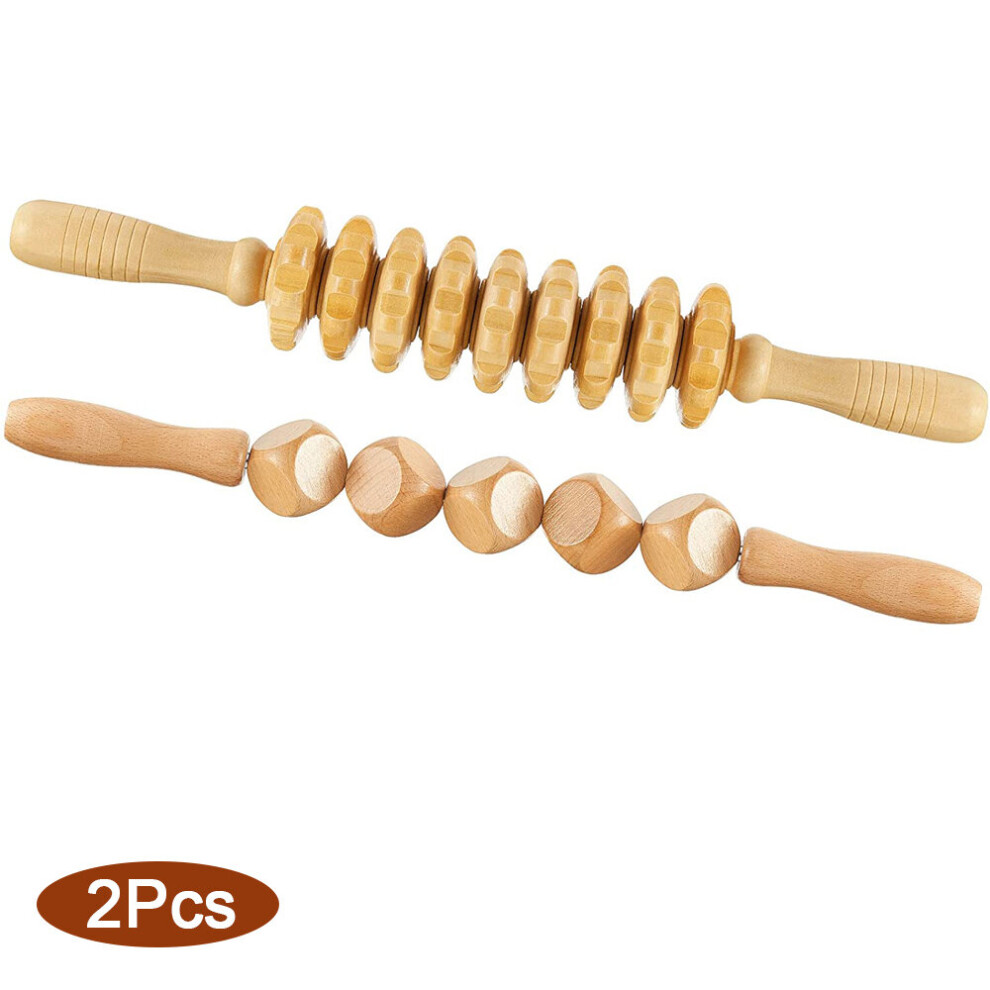 Dechoicelife (A-Set C-2Pcs) Wood Massage Tools Anti-Cellulite Massage Roller Wood Massage Cup Fascia Massage Roller For Lymphatic Drainage Muscle Relaxation