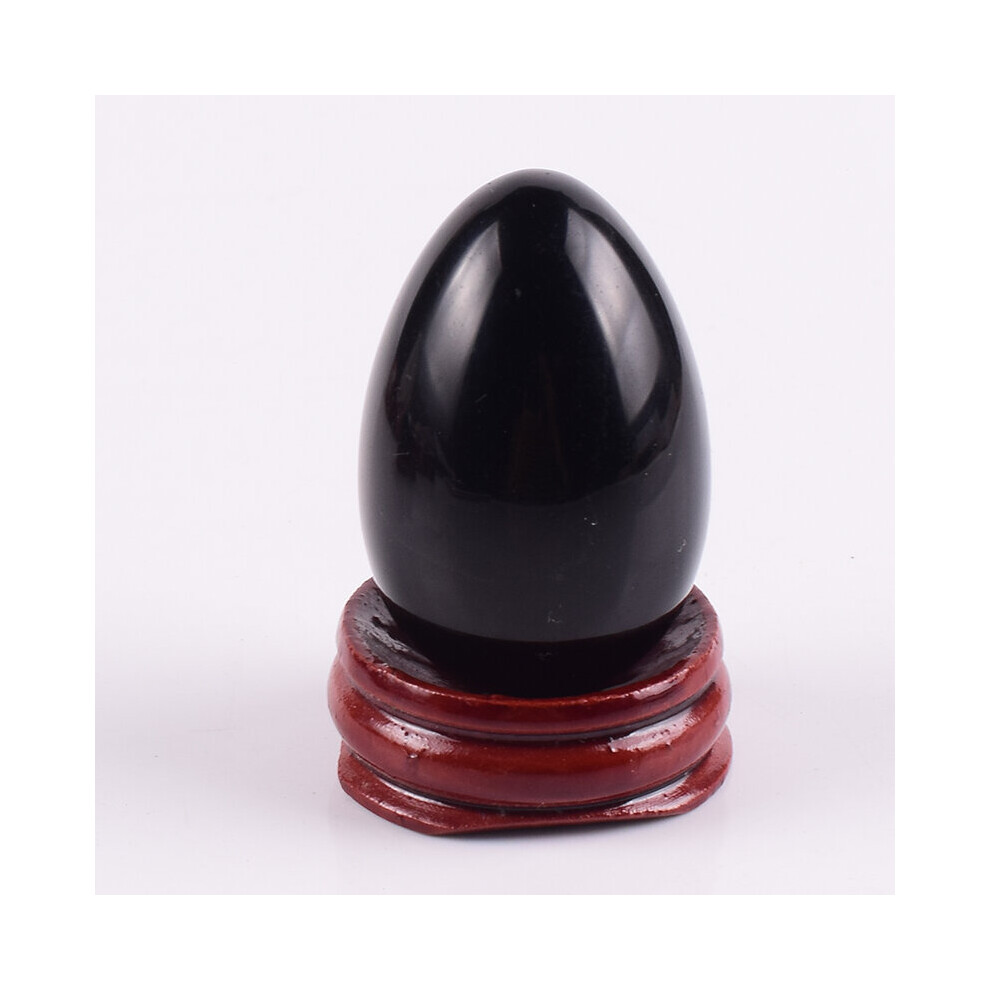 Dechoicelife (A-Undrill 45X30) Yoni Egg Natural Obsidian Massage Set Undrill &Wooden Base Crystal Mineral Ball Kegel Exercise Pelvic Floor Muscle Vaginal
