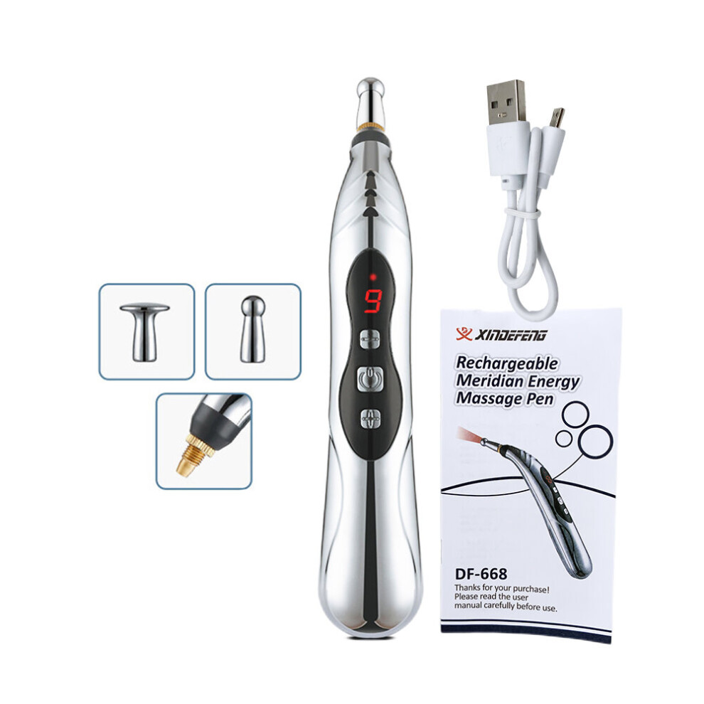 Dechoicelife (A-3 Heads No Box) Electronic Acupuncture Pen Point Massager Electric Meridians Laser Therapy Heal Massage Pen Meridian Energy Pen Pain Relief Tool