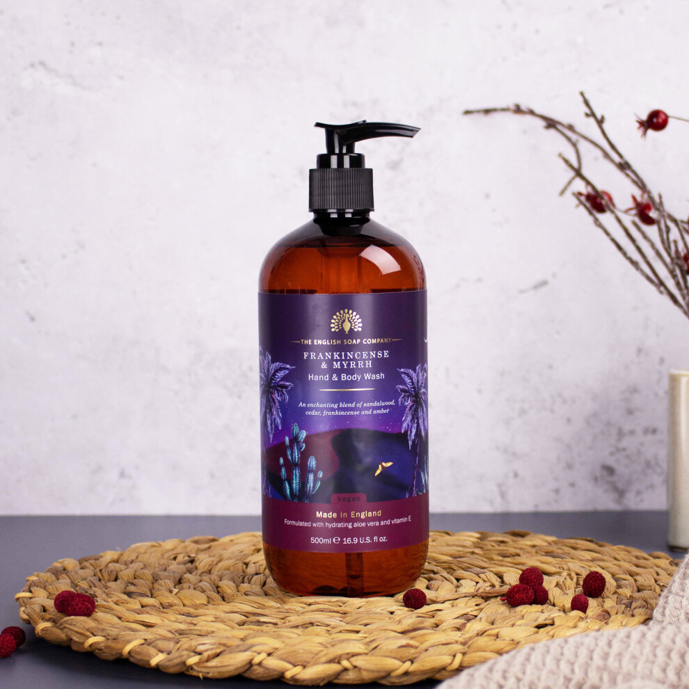 The English Soap Company Hand & Body Wash Pump Soap Vegan Gift 500Ml - Frankincense & Myrrh