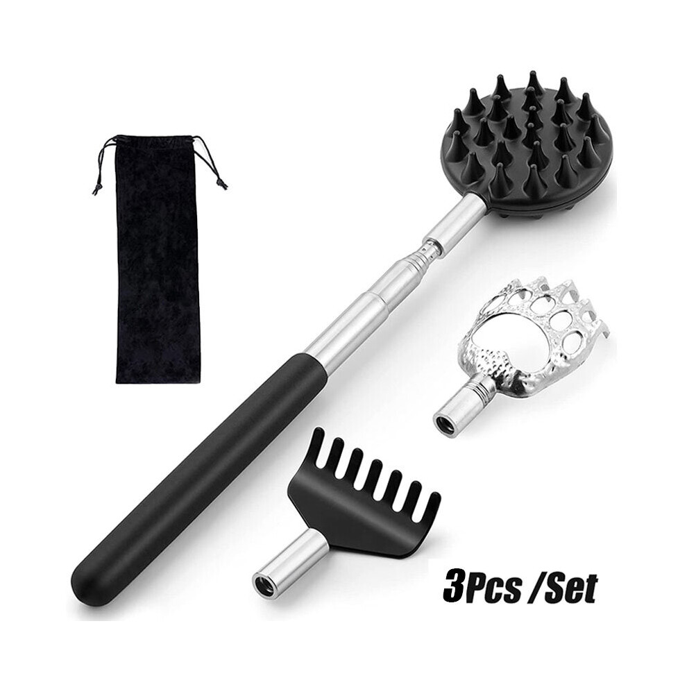 Dechoicelife Stainless Steel Telescoping Back Scratcher With 3Pcs Detachable Scratching Heads, Back Scratcher Stocking Stuffers For Men/Women