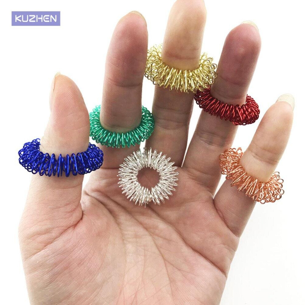 Dechoicelife (A-10Pcs Random Color) 5/10Pcs Spiky Sensory Ring For Finger Massage Hand Acupressure Massager Traditional Pain Therapy Stress Relief Circulation Ring