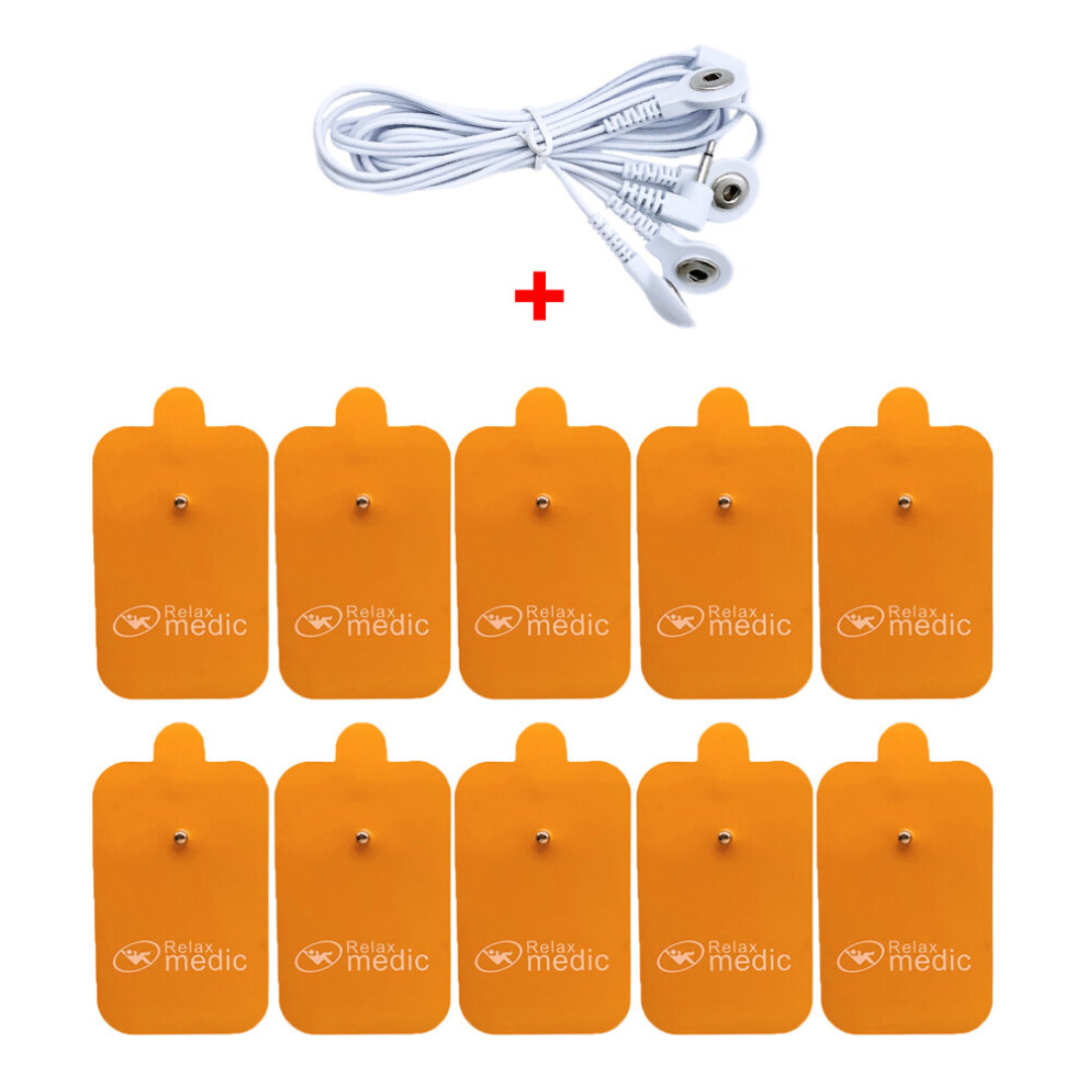 Dechoicelife (A-10 Pads 4-Way Cable) 10Pcs Tens Electrodes For Myostimulator Physiotherapy Therapy Machine Pads Slimming Massager Self Adhensive Gel Health Sticker