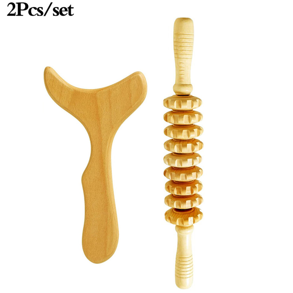 Dechoicelife Blue (A-) Wood Therapy Massage Tools,Lymphatic Drainage Massager Maderoterapia Kit Colombiana For Body Shaping,Massage Kit Tools