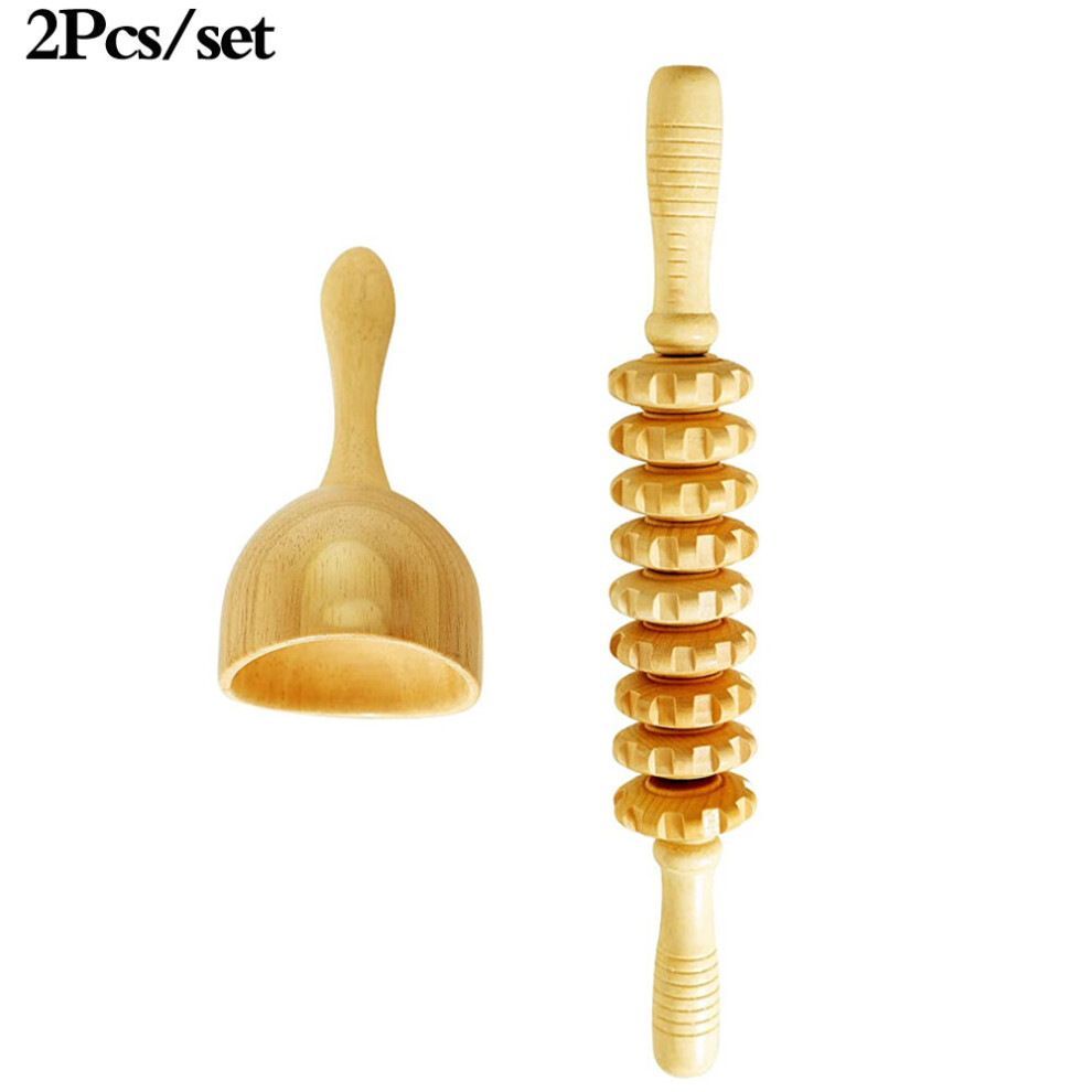 Dechoicelife (A-2Pcs) Wood Therapy Massage Tools,Lymphatic Drainage Massager Maderoterapia Kit Colombiana For Body Shaping,Massage Kit Tools