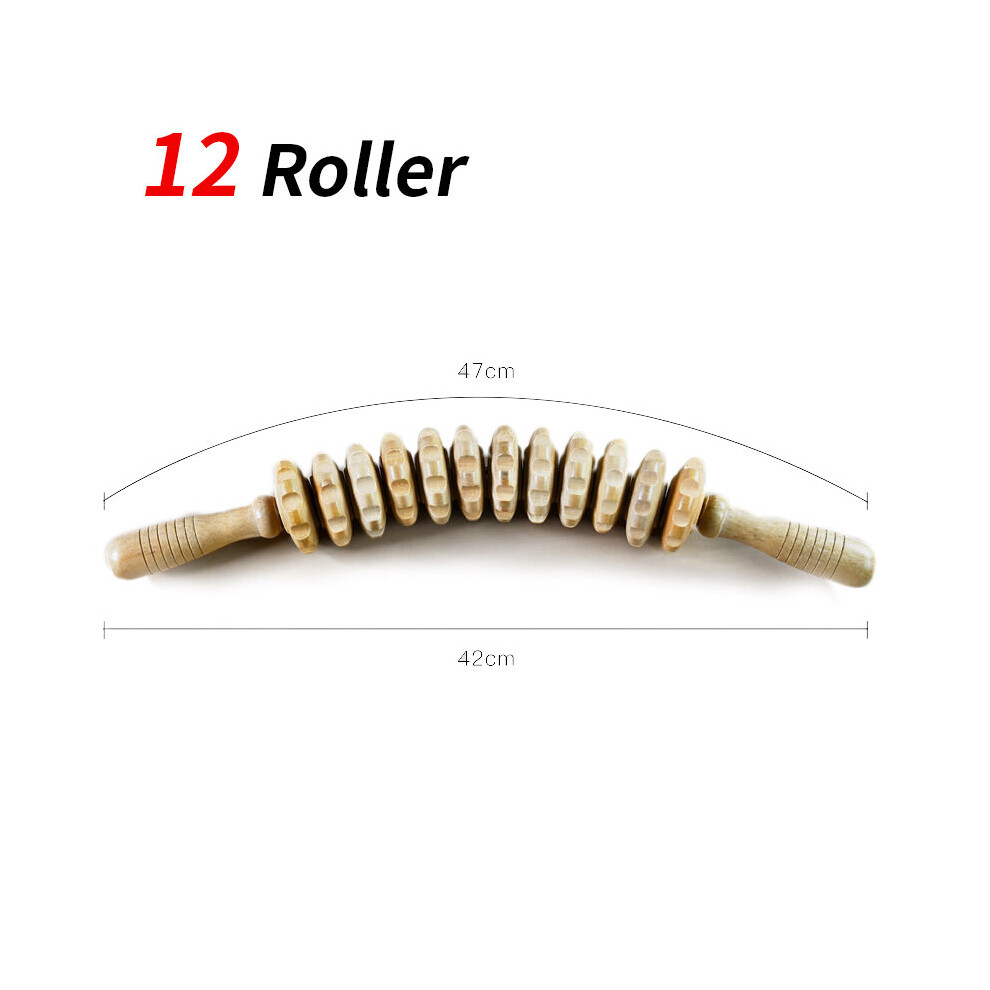 Dechoicelife (A-12 Wheel Roller B) 1Pc Wood Slimming Scraping Guasha Tool Anti Cellulite Body Sculpting Massage Roller For Muscle Pain Relief Blood Circulation