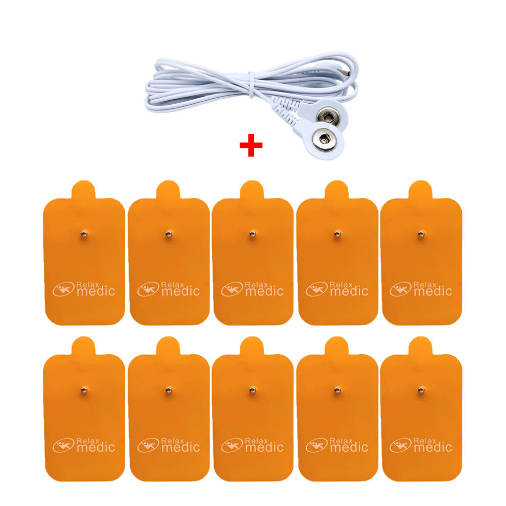 Dechoicelife (A-10 Pads 2-Way Cable) 10Pcs Tens Electrodes For Myostimulator Physiotherapy Therapy Machine Pads Slimming Massager Self Adhensive Gel Health Sticker