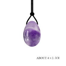 (a-Amethyst M) Natural Rose Quartz Yoni Egg Set Obsidian Kegel Exercise Jade Egg Vagina Muscle Tightening Crystal Balls Drilled Massage Stone