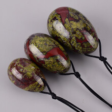 (a-3 pcs) Dragon Blooded Stone Yoni Egg Natural Jasper Set Drill Crystal Mineral Ball Kegel Exercise Pelvic Floor Muscle Vagina For Woman