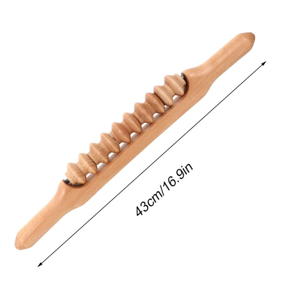 Dechoicelife (A-A-43Cm) Wood Therapy Roller Massage Tool Lymphatic Drainage Cellulite Tool Trigger Point Manual Muscle Release Roller Stick Massager