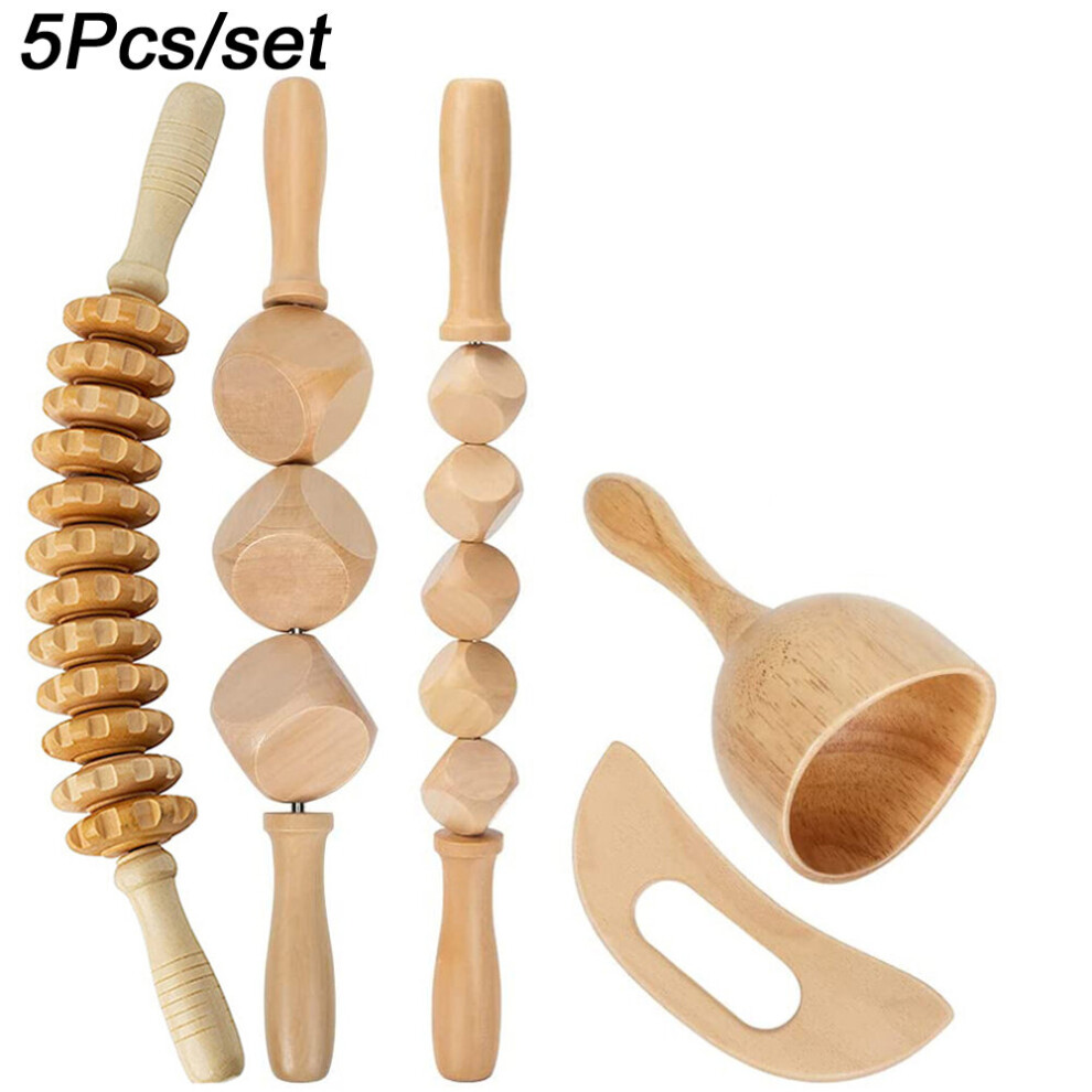 Dechoicelife (A-Auburn) Wood Therapy Massage Tools For Body Shaping Set,Anti Cellulite Massager,Maderoterapia Kit,Lymphatic Drainage Massager Tools