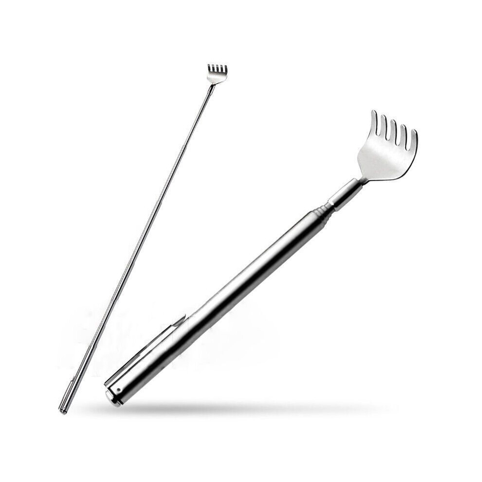 Dechoicelife 1Pc Stainless Steel Telescopic Back Scratcher Telescopic Pen Clip Portable Back Scratcher Itch Massage Tool