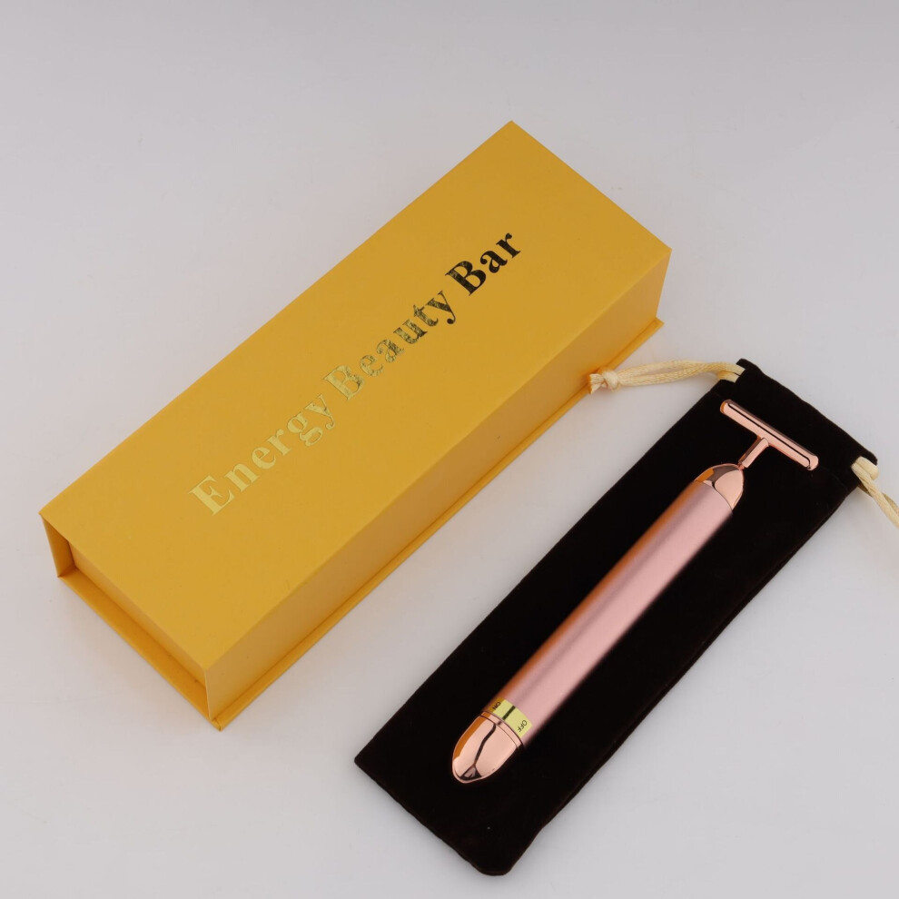 Dechoicelife (A-Rose Gold Set) Facial Massager T-Shape Electric Sign Face Massage Tools For Sensitive Skin Face Pull Tight Firming Lift Relieve Fatigue