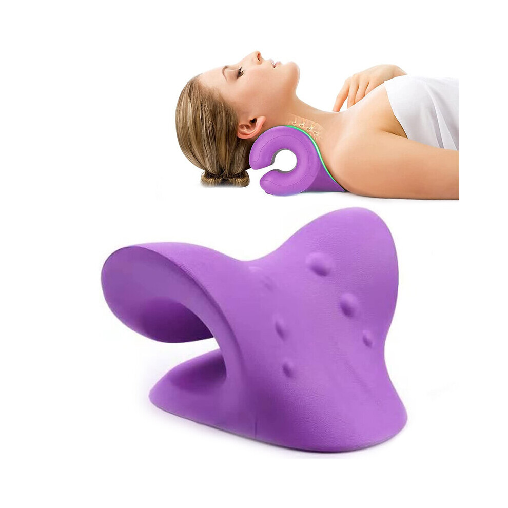 Dechoicelife Purple (A-Upgrade-) Muscle Relaxation Cervical Spine Neck Shoulder Stretcher Chiropractic Traction Device Pillow Relieve Pain Relief Stretch Health