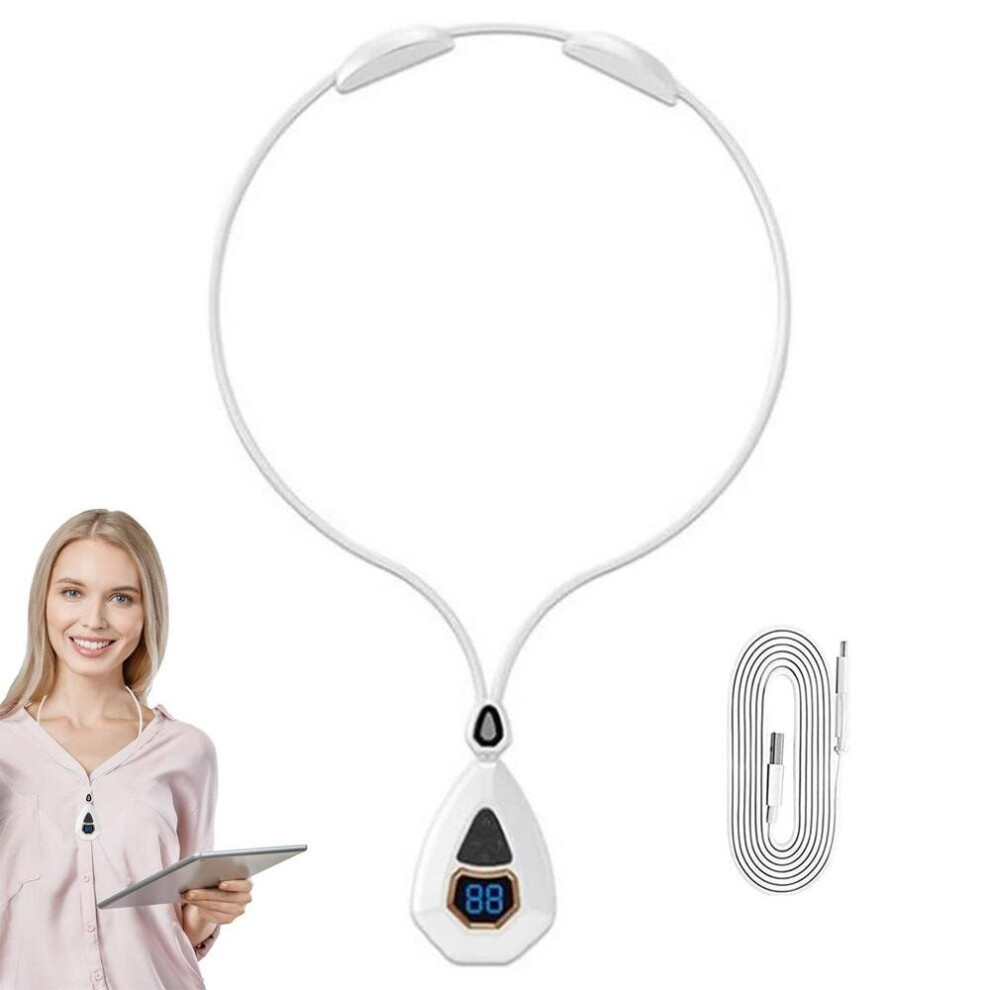 Dechoicelife White (A-) Neck Massager With Heat Electric Pulse Neck Massage Lymphatic Neck Massager With Heat Ideal Gifts For Home Office Car