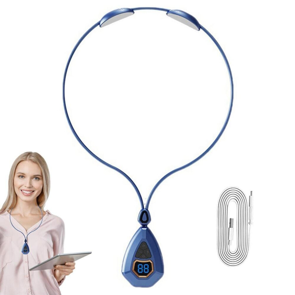 Dechoicelife Blue (A-) Neck Massager With Heat Electric Pulse Neck Massage Lymphatic Neck Massager With Heat Ideal Gifts For Home Office Car