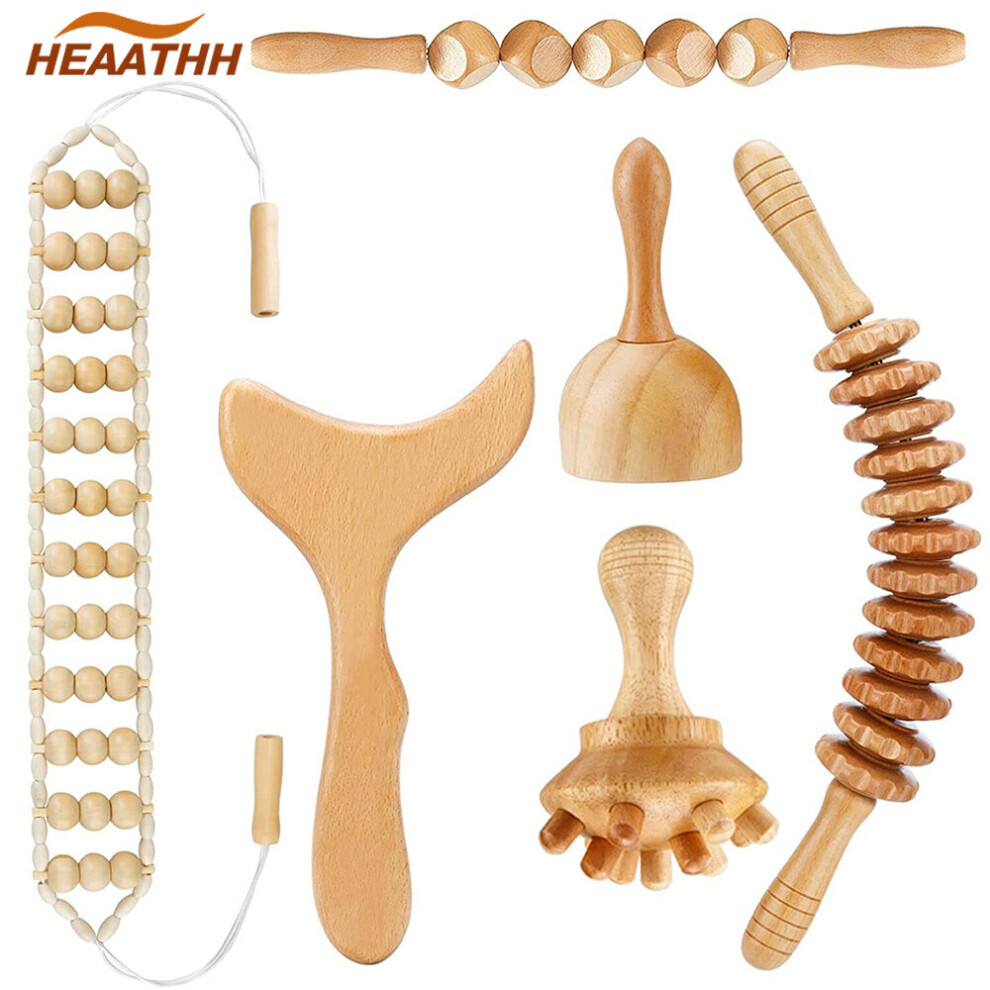 Dechoicelife White (A-) Wood Therapy Massage Tools Lymphatic Drainage Massager Body Sculpting Tools For Maderoterapia Colombiana,Anti-Cellulite Massager