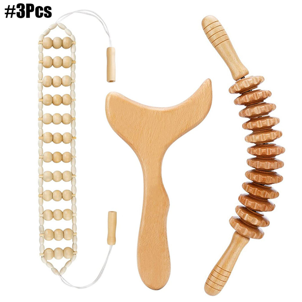Dechoicelife (A-3Pcs) Wood Therapy Massage Tools Lymphatic Drainage Massager Body Sculpting Tools For Maderoterapia Colombiana,Anti-Cellulite Massager