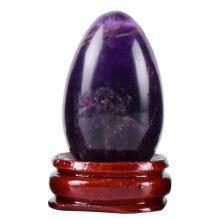 (a-40x25 mm) Yoni Egg Natural Amethyst Massages Tool Set Undrill &Wooden Base Crystal Mineral Ball Kegel Exercise Pelvic Floor Muscle Vaginal