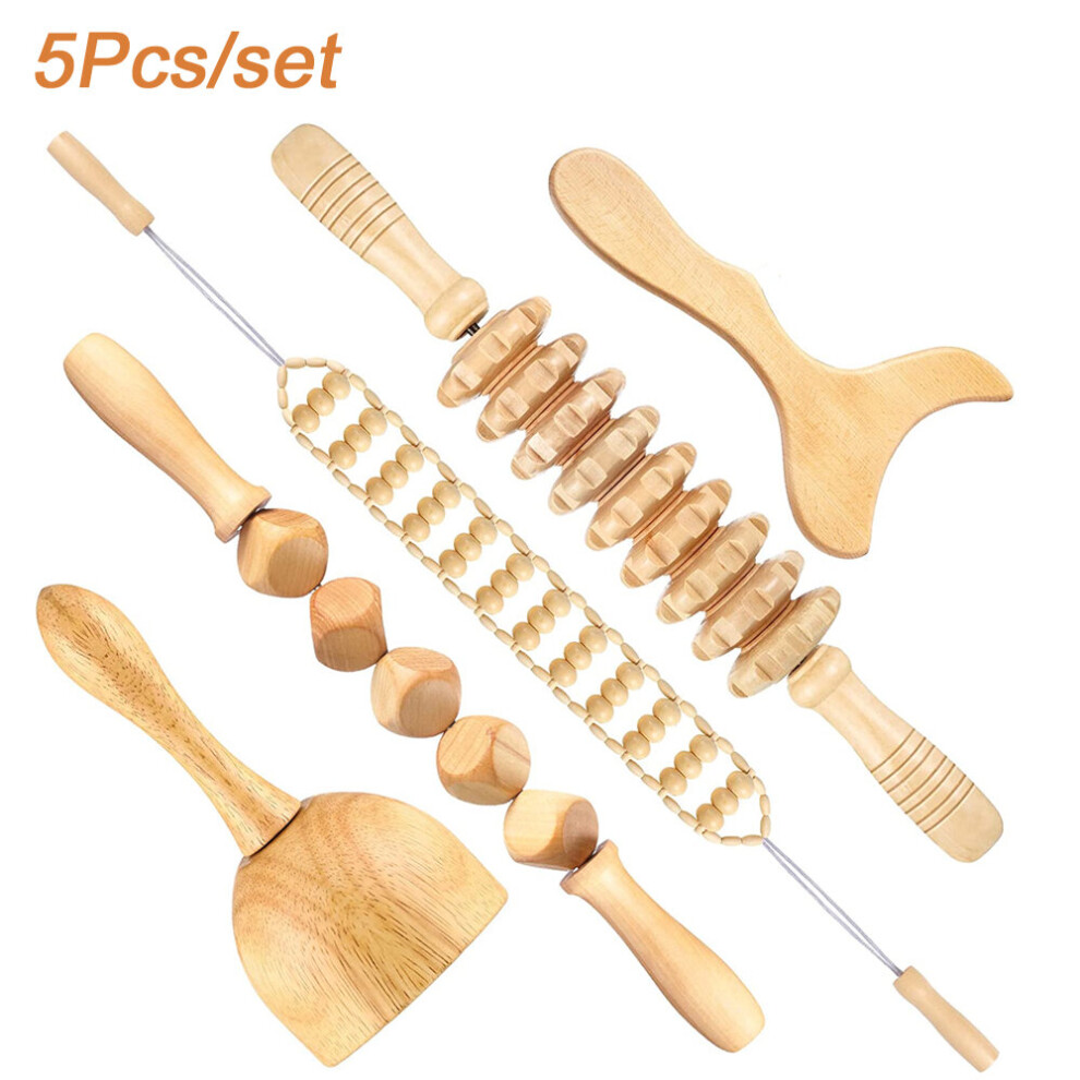 Dechoicelife (A-5Pcs) Wooden Gua Sha Tool Scraping Board Massage Tool Slimming Guasha Massage Board Gua Sha Scraper Body Massage Therapy Tool