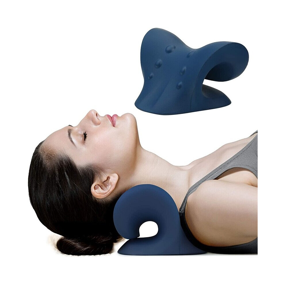 Dechoicelife Dark/Blue (A- Blue) Cervical Spine Stretch Gravity Muscle Relaxation Traction Chiropractic Pillow Shoulder Massage Relieve Pain Spine Correction