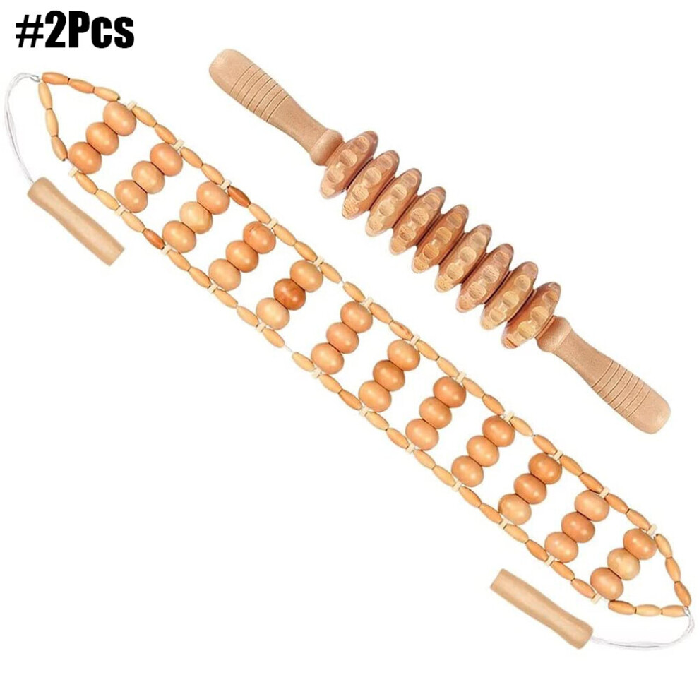 Dechoicelife (A-2Pcs) Wood Therapy Massage Tools Wooden Massager Body Shaping Massage Tool Set, Relieving Muscle Pain Body Contouring Anti-Cellulite