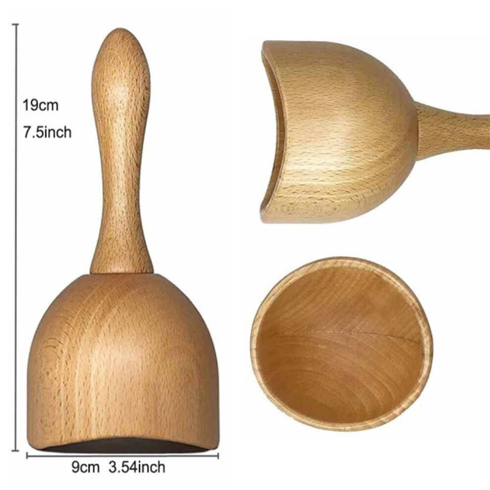 Dechoicelife (A-Wood Massage Cup) Gua Sha Stick Wooden Body Massage Stick 8 Beads Handheld Abdomen Cellulite Massager For Backpain Relief Wood Therapy Massage Cup