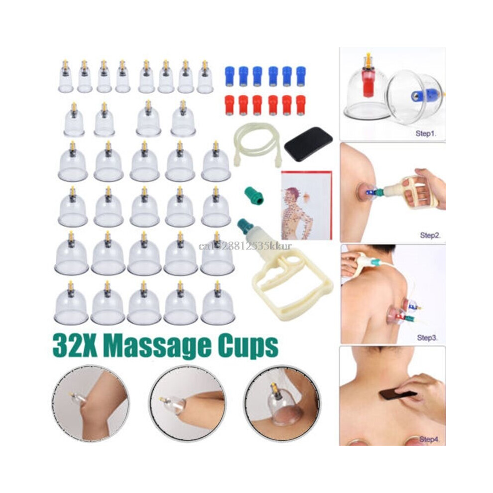 Dechoicelife 32 Pcs Massage Vacuum Set Thicker Magnetic Aspirating Cans Massage Suction Cup With Tube