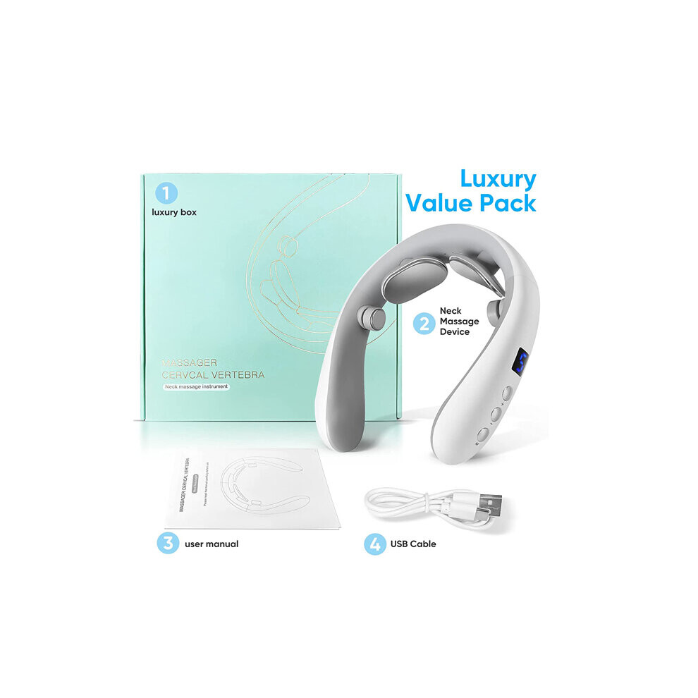 Dechoicelife Smart Massager For Neck Tens Pulse Massage Motor Vibrator Heating Effective Treatment Of Cervical Spondylosis Gift For Elders