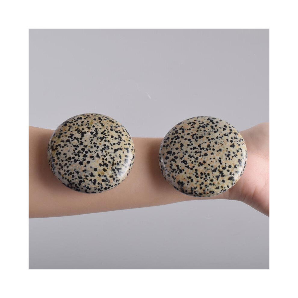 Dechoicelife (A-2 Pcs) Big Hot Massage Stone Natural Chakra Palm Stones Healing Spa Reiki Crystal Quartz Beauty Health Care Dalmatian Energy Tool 65Mm