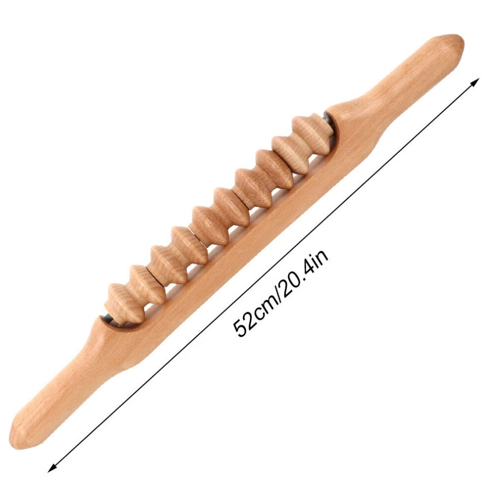 Dechoicelife (A-A-52Cm) Wood Massager Roller Tool Handheld Anti-Cellulite Lymphatic Drainage Trigger Point Massage Stick Full Body Muscle Pain Relief