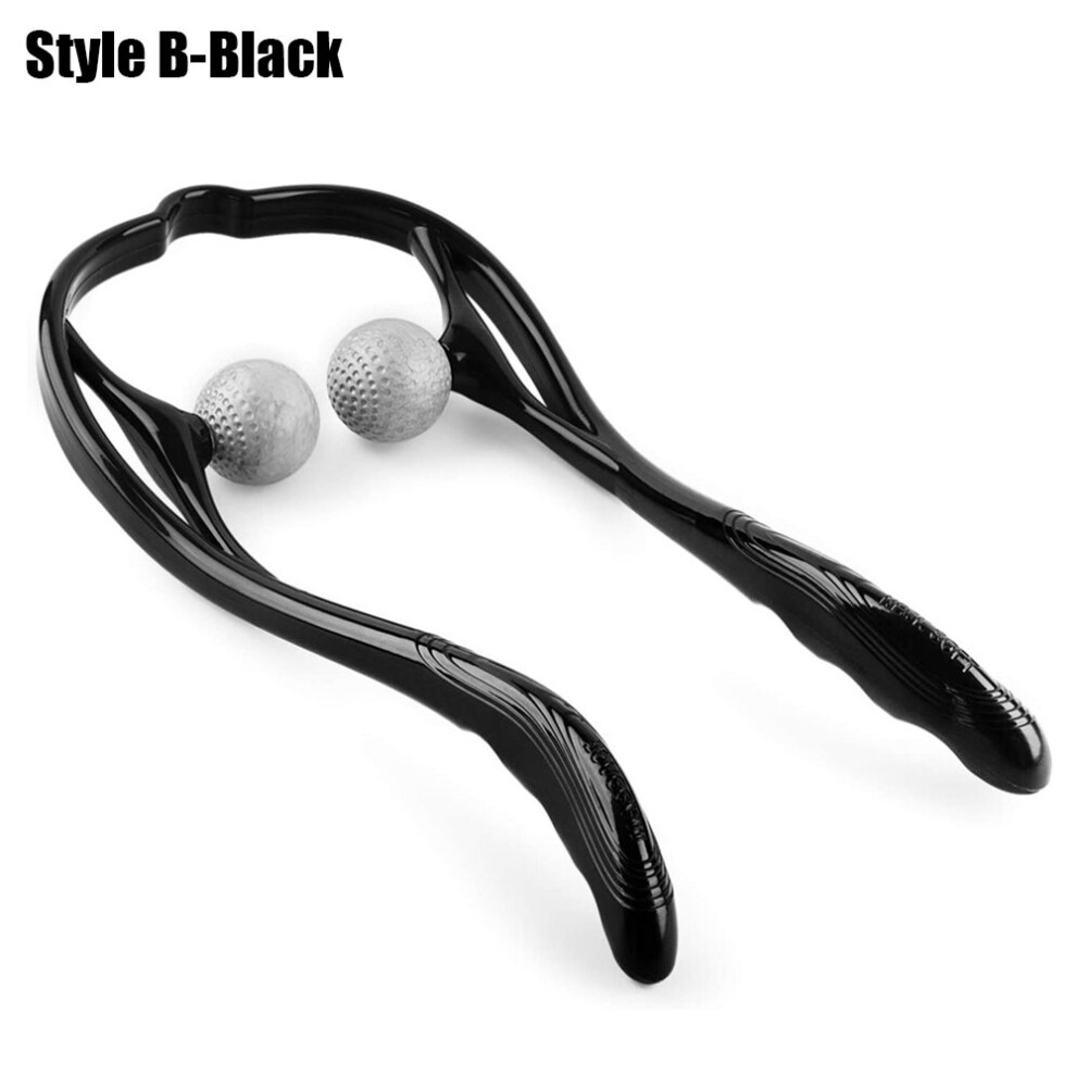 Dechoicelife Black (A-Style B-) Handheld Neck Massager Trigger Point 6 Balls Roller Massager For Relieve Neck Shoulder Muscle Soreness & Tension Headache