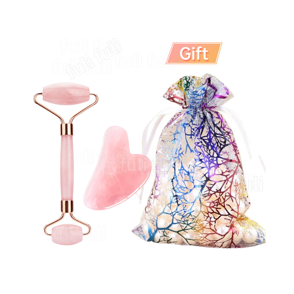 Dechoicelife Pink (A-Set) Natural Face Massager For Guasha Scraper Jade Roller Massage Face Gua Sha Scraper Jade Roller Microniddle Roller Face Massager