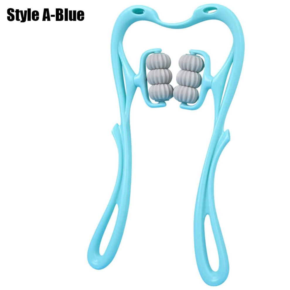 Dechoicelife Blue (A-Style A-) Handheld Neck Massager Trigger Point 6 Balls Roller Massager For Relieve Neck Shoulder Muscle Soreness & Tension Headache