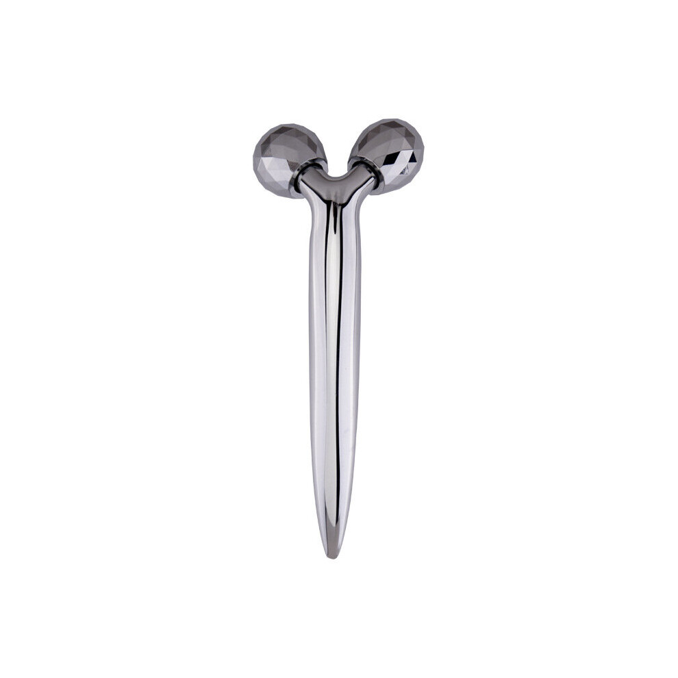 Dechoicelife (A-Silvery Long Handle) Facial Roller Massager Reduce Wrinkles Neck Eyes Massage Lymphatic Drainage Face Lifting Reduce Puffiness Skin Tightening