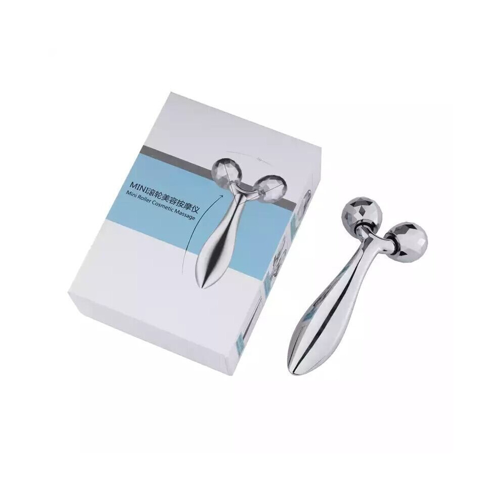 Dechoicelife (A-Silvery Set) Facial Roller Massager Reduce Wrinkles Neck Eyes Massage Lymphatic Drainage Face Lifting Reduce Puffiness Skin Tightening