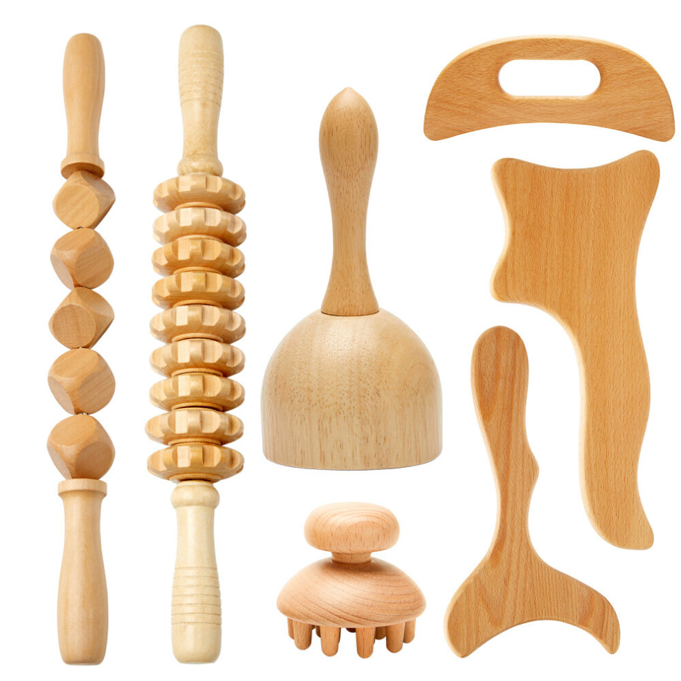 Photos - Massager  Wood Therapy Massage Set Maderoterapia  Roller Anti Cellulite Slimming Gua Sha  For Body Back(a-7pcs set b)