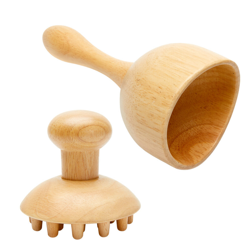 Dechoicelife (A-2Pcs Set) Wood Therapy Massage Set Maderoterapia Massager Roller Anti Cellulite Slimming Gua Sha Massager For Body Back Foot Masajeador