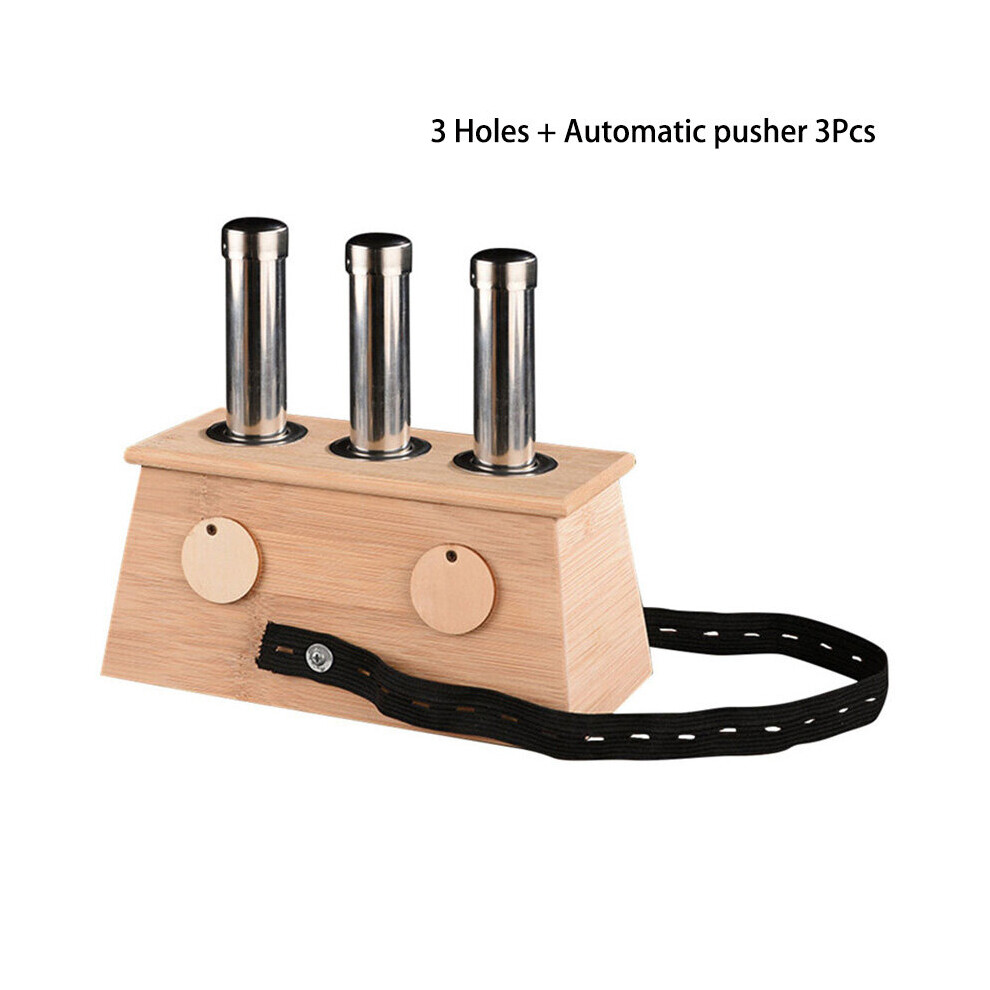 Dechoicelife (A-3 Holes) Nature Bamboo Moxibustion Burner Moxa Therapy Accessory Box Mugwort Stick Automatic Pusher Acupoint Massage Meridian Massager